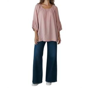 NEW FROCK AND FRILL julia linen 3/4 sleeve top in pink